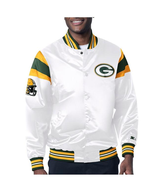 Mens Starter White Green Bay Packers Satin Full-Snap Varsity Jacket Product Image