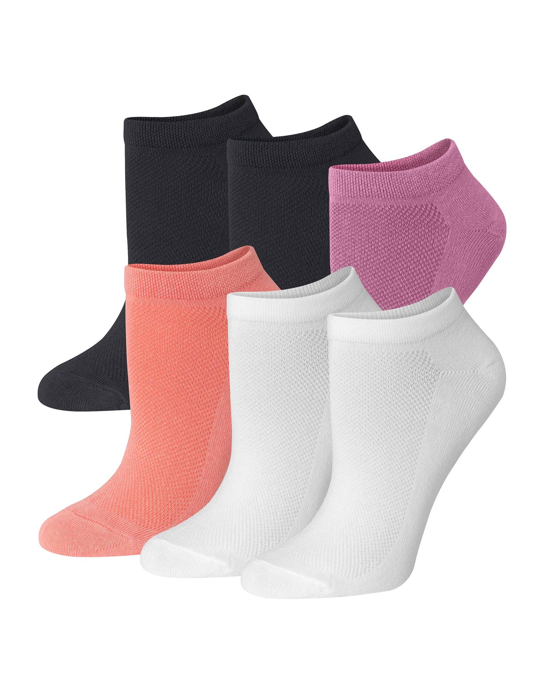 Hanes Originals Womens SuperSoft No Show Socks, 6-Pairs Pink Ribbed 5-9 Product Image