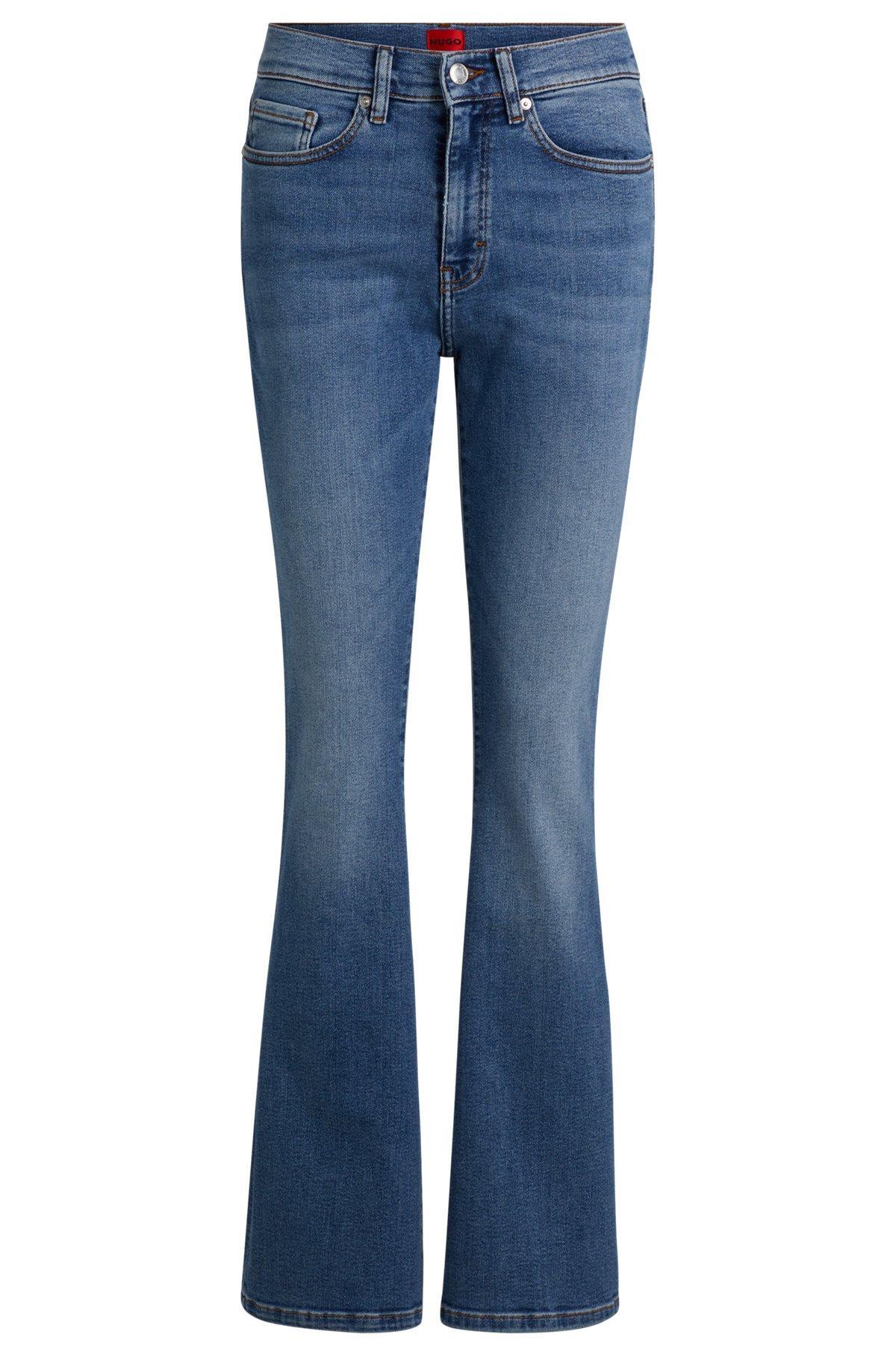 Skinny-fit flared jeans in blue super-stretch denim Product Image