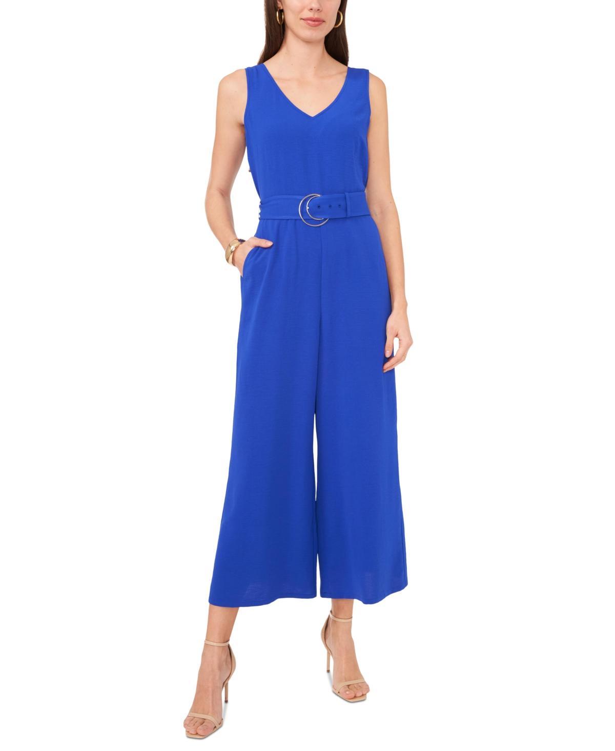 Vince Camuto Womens V-Neck Cropped Wide-Leg Jumpsuit Product Image