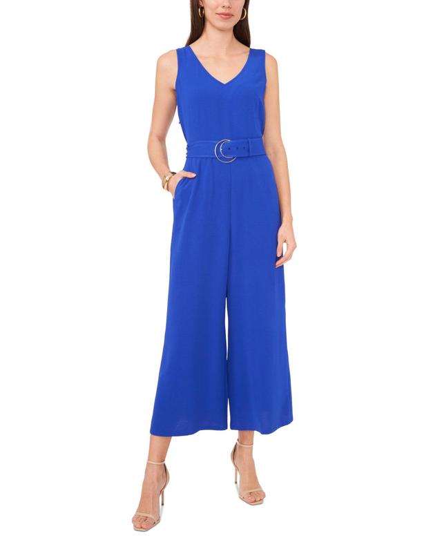 Vince Camuto Womens V-Neck Cropped Wide-Leg Jumpsuit Product Image