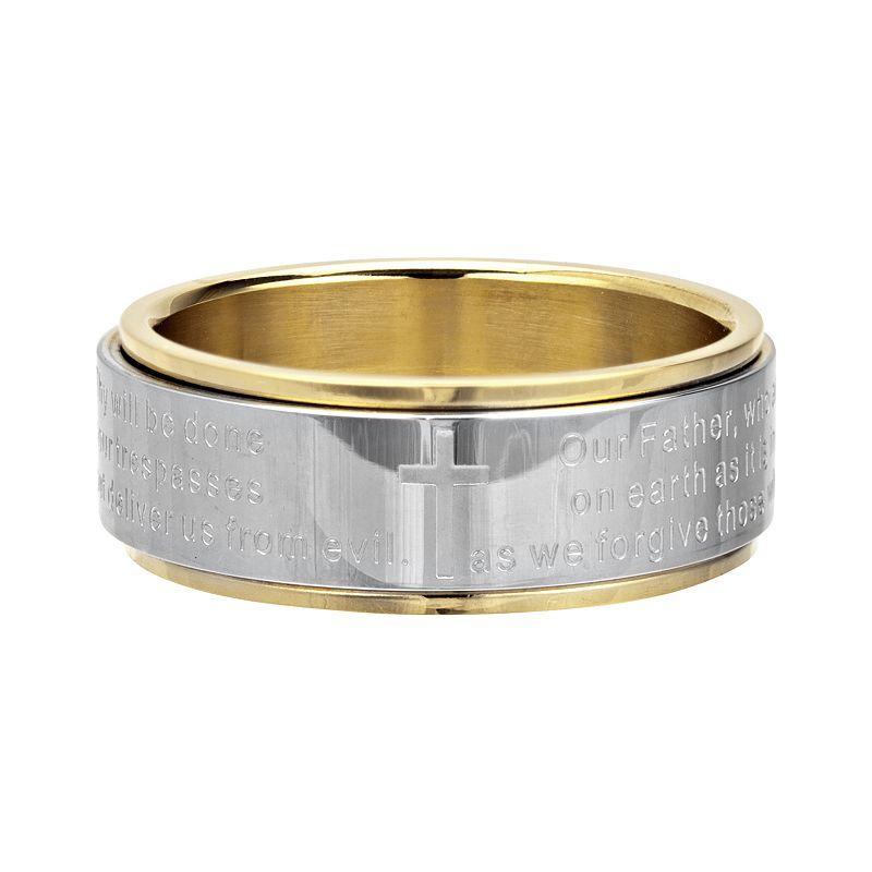 Mens Center Lords Prayer Spinner Ring Two Tone Product Image