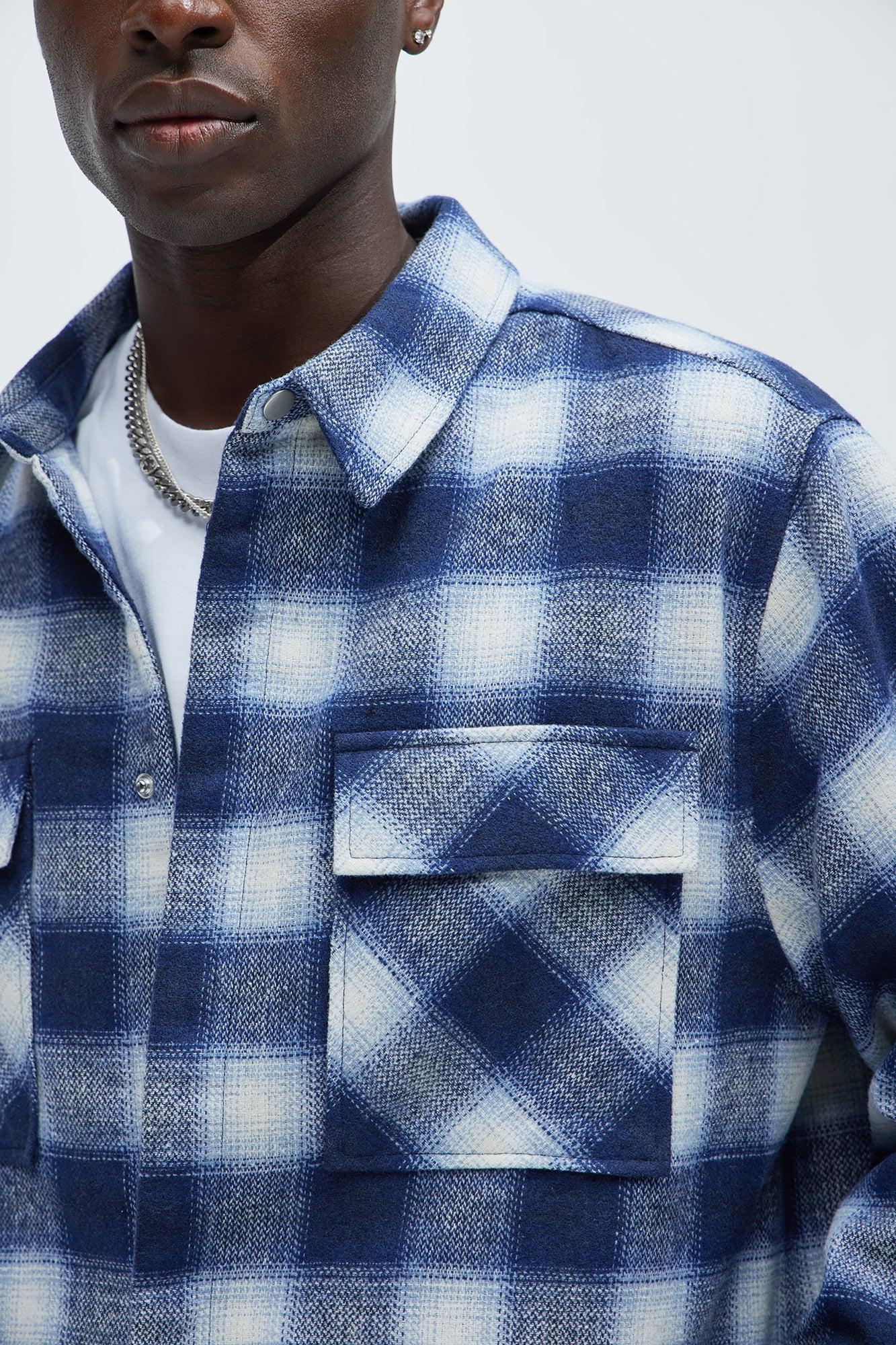 Cassnet Plaid Button Up Shirt - Blue/combo Product Image