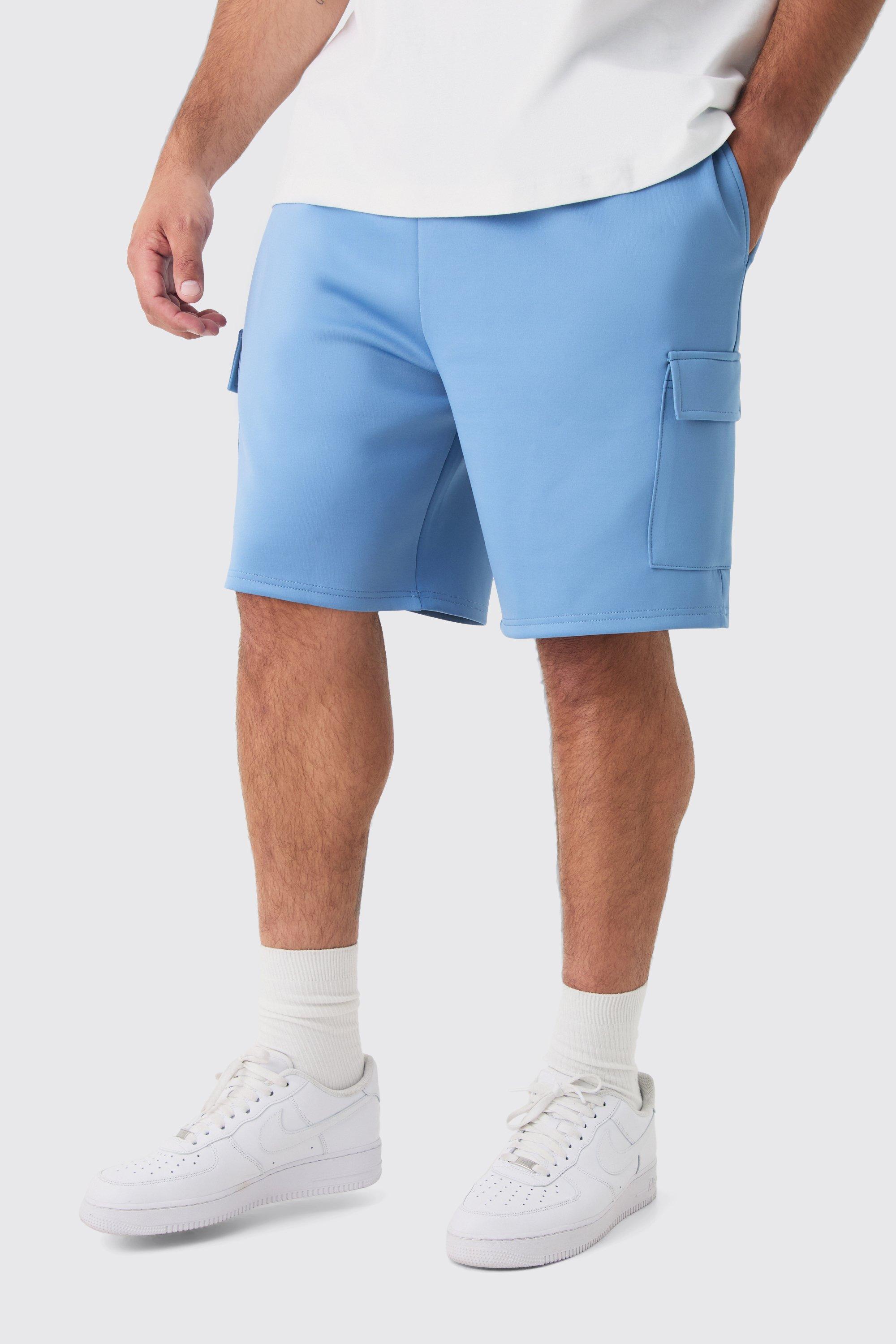 Mens Blue Plus Scuba Relaxed Cargo Shorts, Blue Product Image