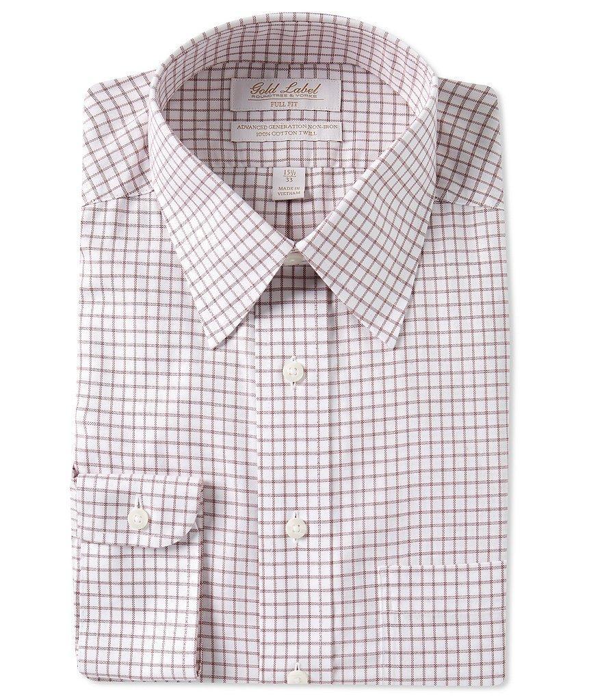 Gold Label Roundtree & Yorke Big & Tall Non-Iron Point Collar Grid Print Twill Dress Shirt Product Image