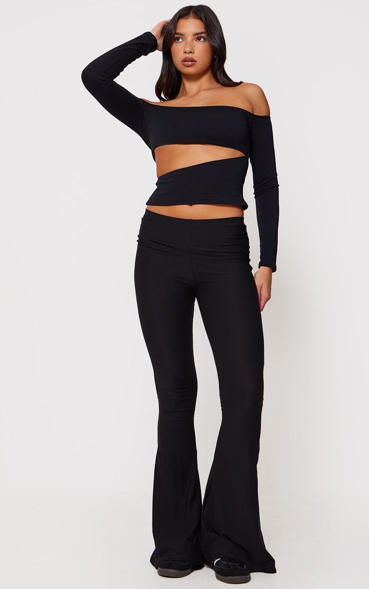 Black Contour Jersey Cut Out Bardot Top Product Image