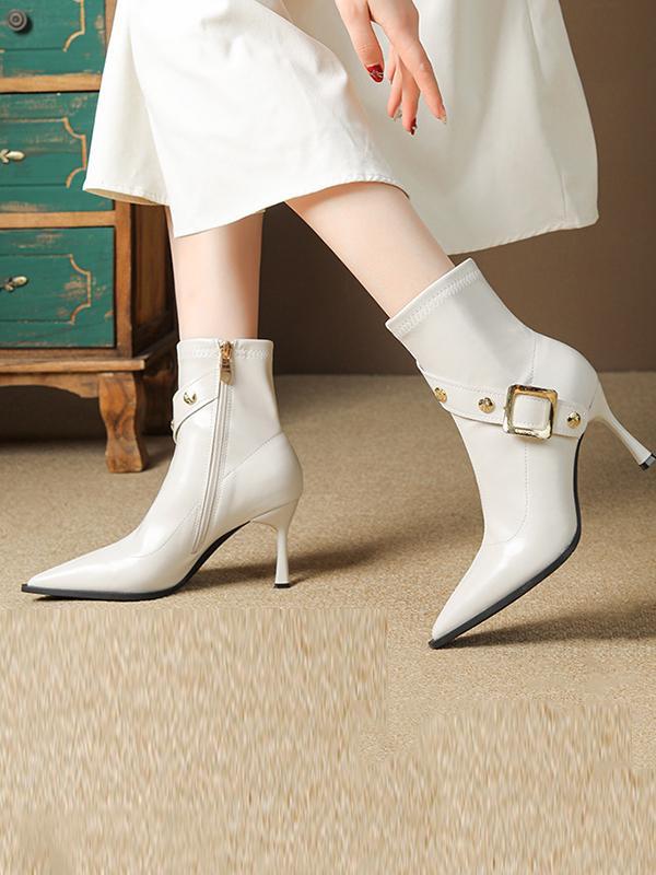 Pointed-Toe Split-Joint Boots Pumps product image