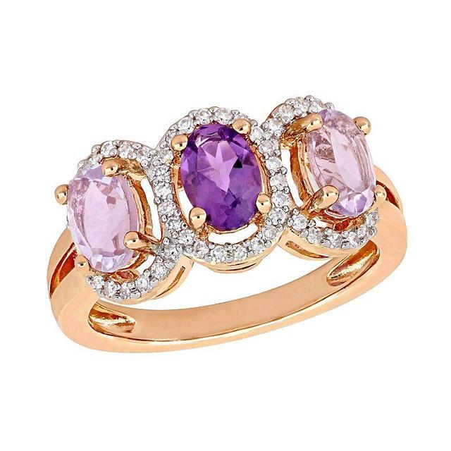 Stella Grace Amethyst & 1/5 Carat T.W. Diamond Halo Ring, Womens Pink Tone Product Image