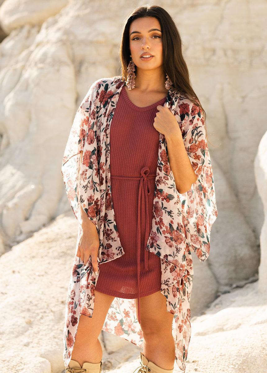 Women's Avalon Duster in Fall Floral Female Product Image