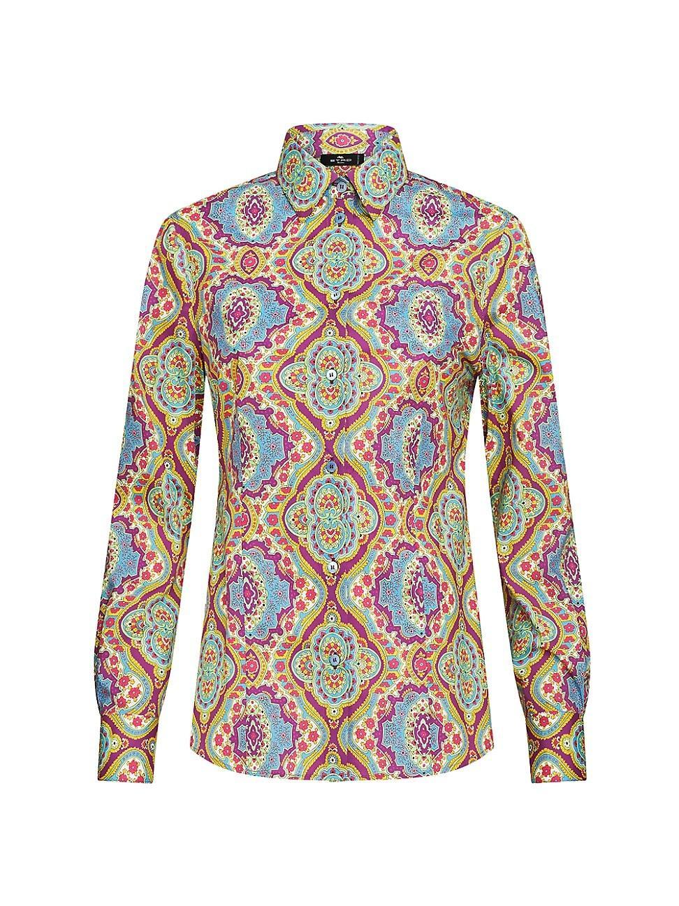 Womens Floral Cotton-Blend Shirt Product Image