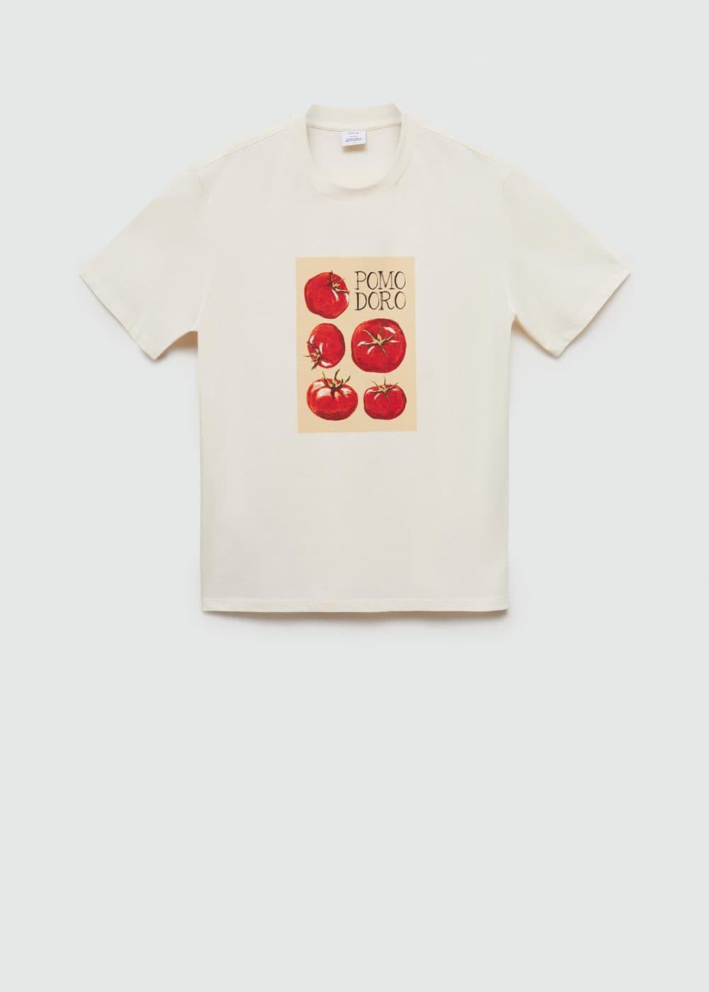 MANGO MAN - Regular fit printed cotton t-shirt ecruMen Product Image