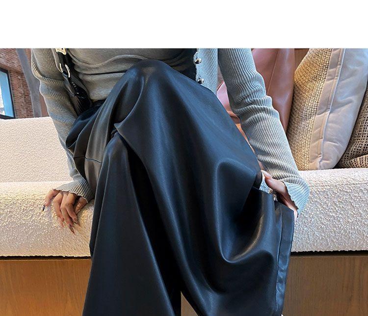 High Rise Faux Leather Wide Leg Pants Product Image