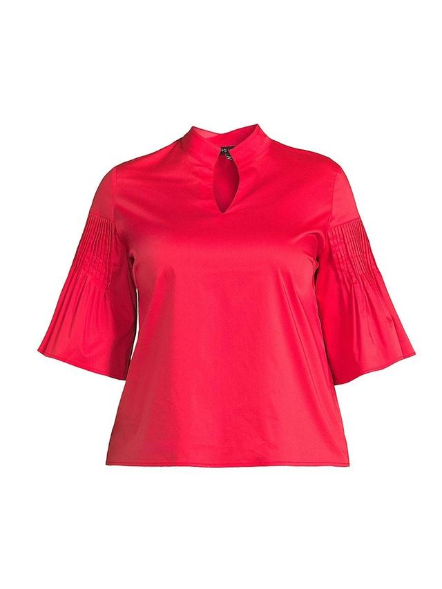 Womens Crepe Pintuck-Sleeve Blouse Product Image