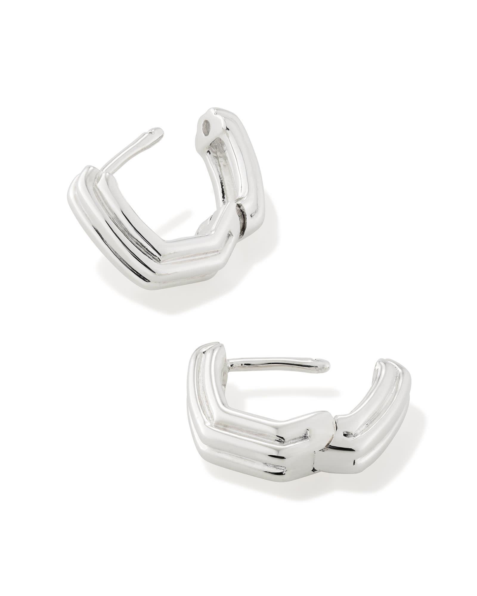 Davie Ridged Huggie Earrings in Sterling Silver Product Image