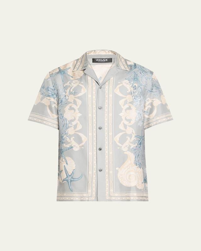 Mens Printed Silk Camp Shirt Product Image