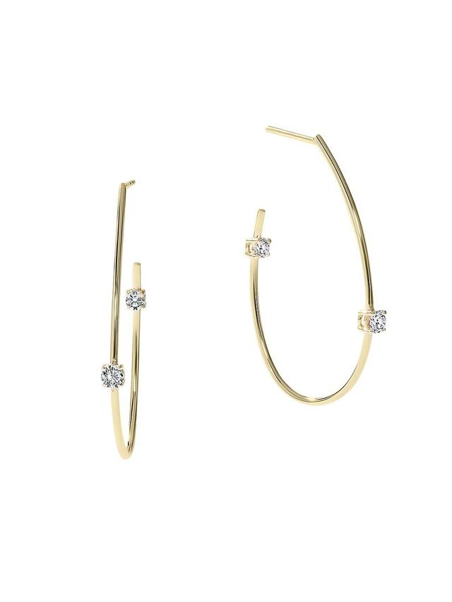 Womens 14K Yellow Gold & 0.35 TCW Diamond Teardrop Hoop Earrings Product Image