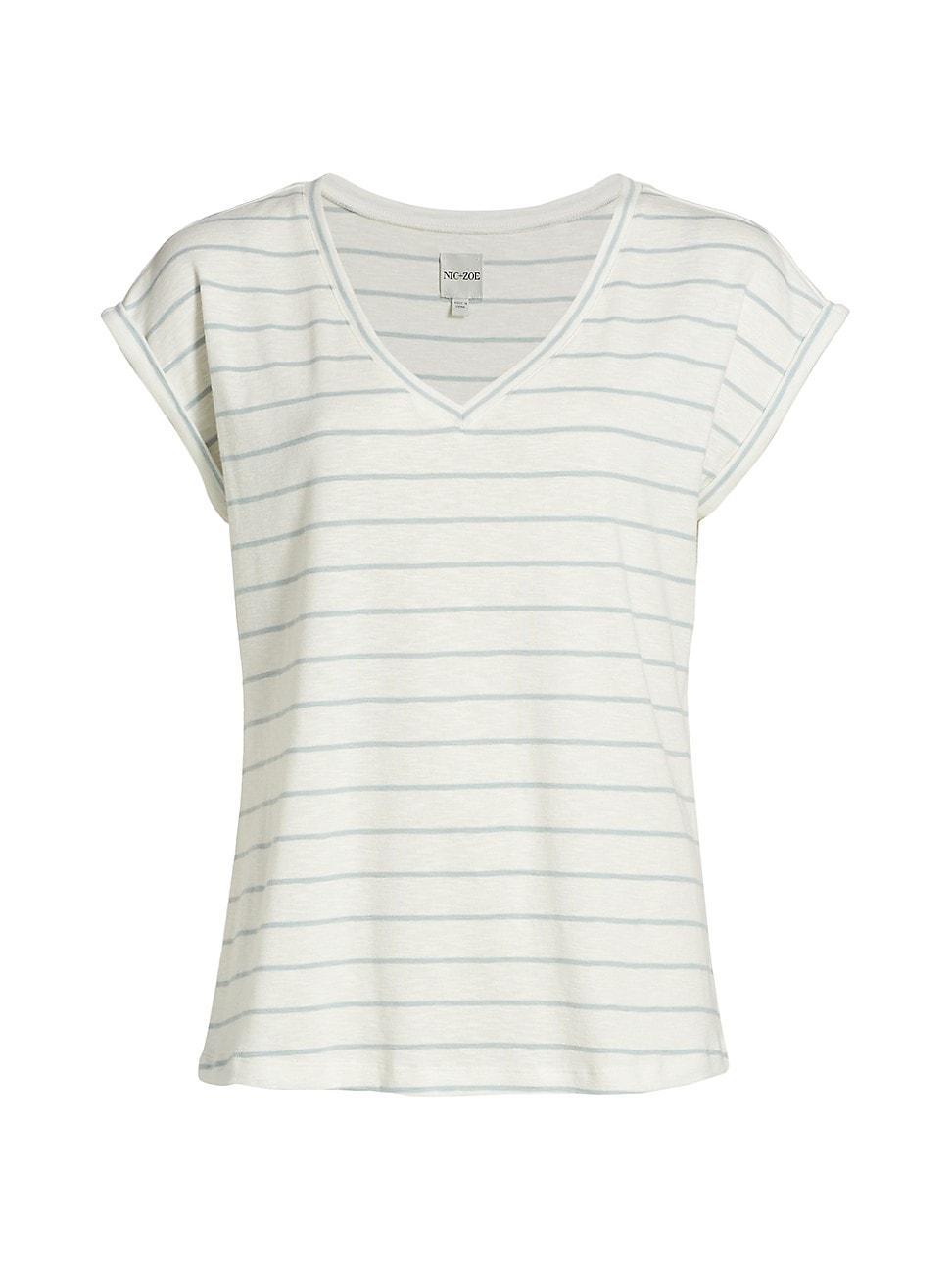 Womens Striped V-Neck T-Shirt Product Image