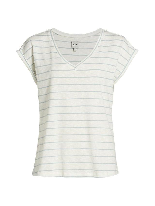 Womens Striped V-Neck T-Shirt Product Image