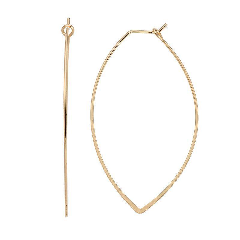 LC Lauren Conrad Pointed Nickel Free Oval Hoop Earrings, Womens, Gold Product Image