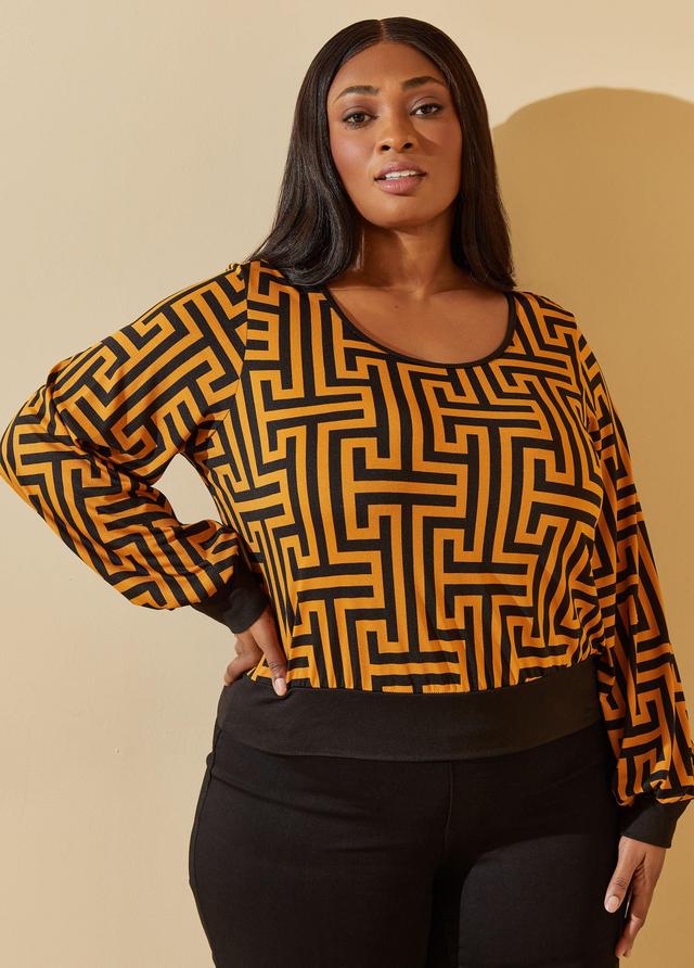 Plus Size Geo Print Crop Top Ashley Stewart Product Image