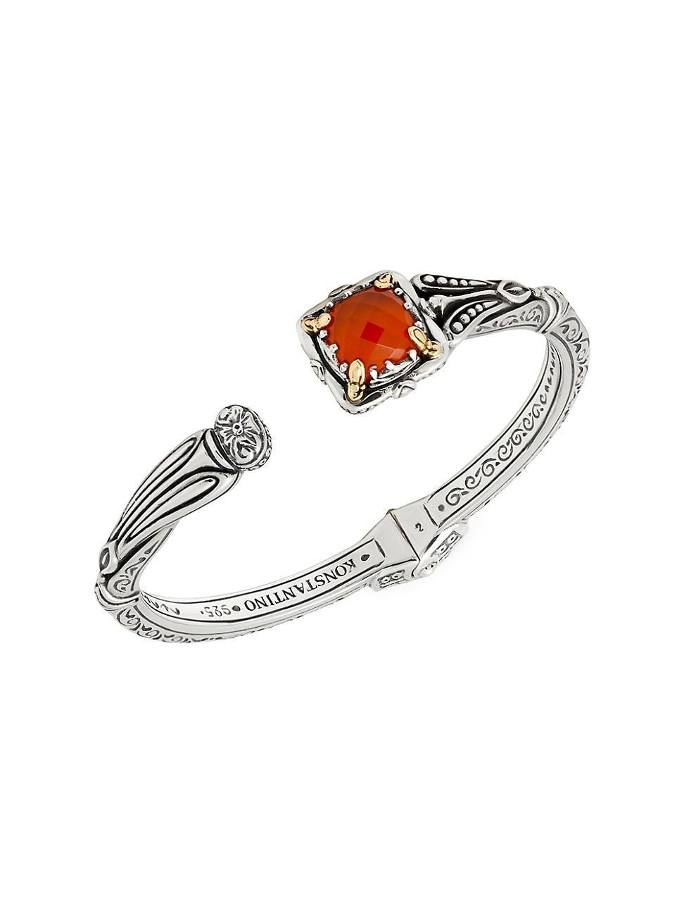 Womens Heirloom Sterling Silver, 18K Yellow Gold & Carnelian Doublet Bangle Product Image