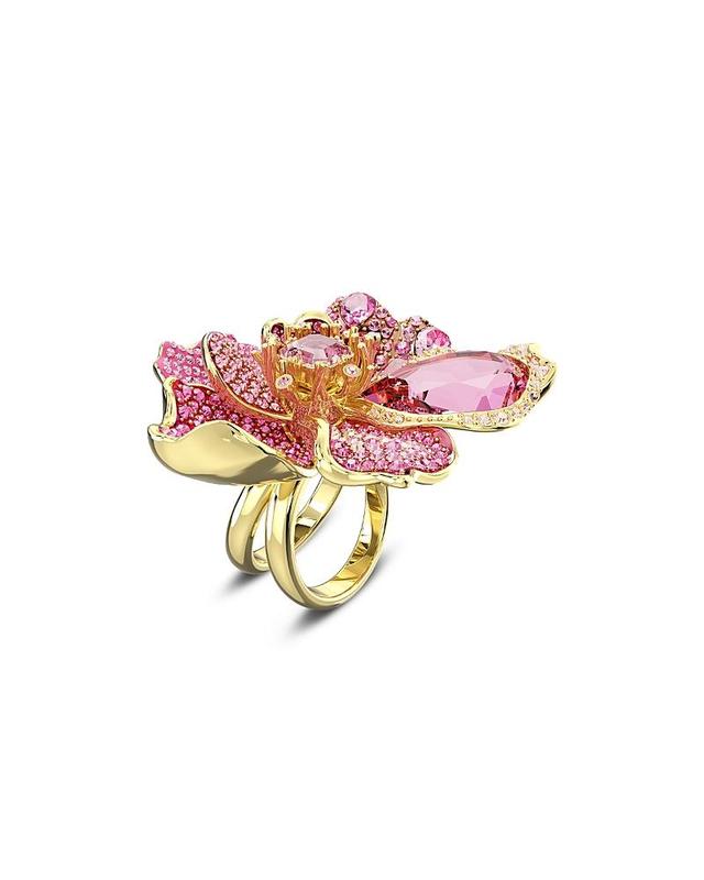 Womens Florere Goldtone & Crystal Flower Cocktail Ring Product Image