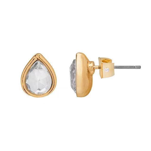 LC Lauren Conrad Gold Tone Pear Shape Stud Earrings, Womens, Clear Product Image