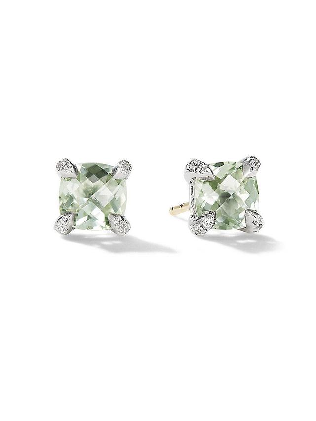 Womens Chtelaine Stud Earrings with Gemstone & Diamonds/9mm Product Image