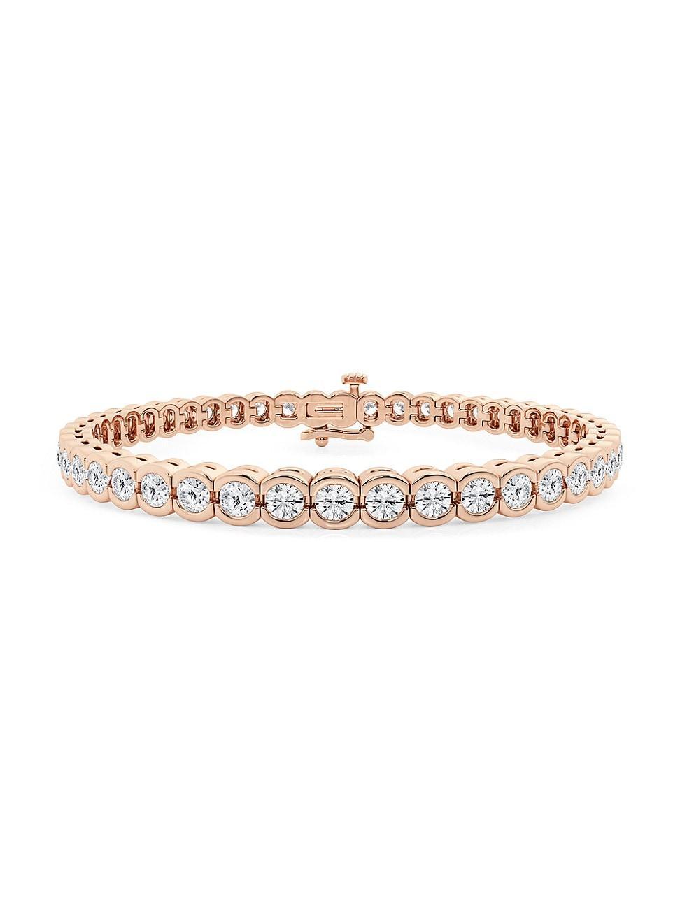 Womens 14K Rose Gold & Round Lab-Grown Diamond Bezel Tennis Bracelet/1.00-10.00 TCW Product Image