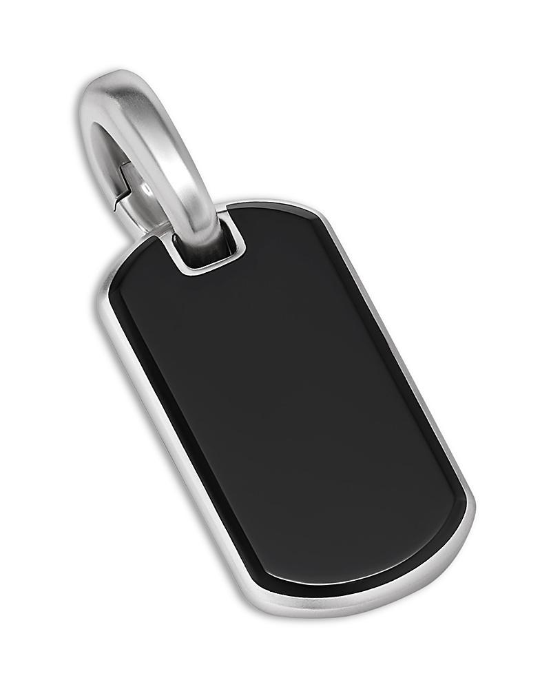 Mens Chevron Tag Enhancer with Black Onyx in Silver, 21mm Product Image