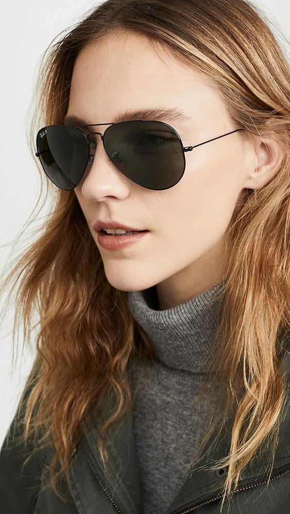 Ray-Ban RB3025 Oversized Classic Aviator Polarized Sunglasses | Shopbop Product Image