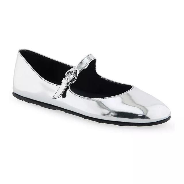 Aerosoles Perry Womens Mary Jane Flats Silver Mirror Grey Product Image