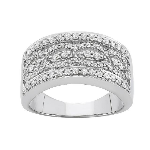 10k White Gold 7/8 Carat T.W. Diamond Band Ring, Womens Product Image