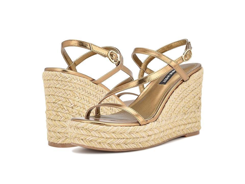 Nine West Jills Womens Strappy Wedge Sandals White Product Image