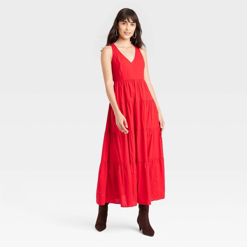 Womens Tiered Maxi A-Line Dress - Universal Thread Red M Product Image