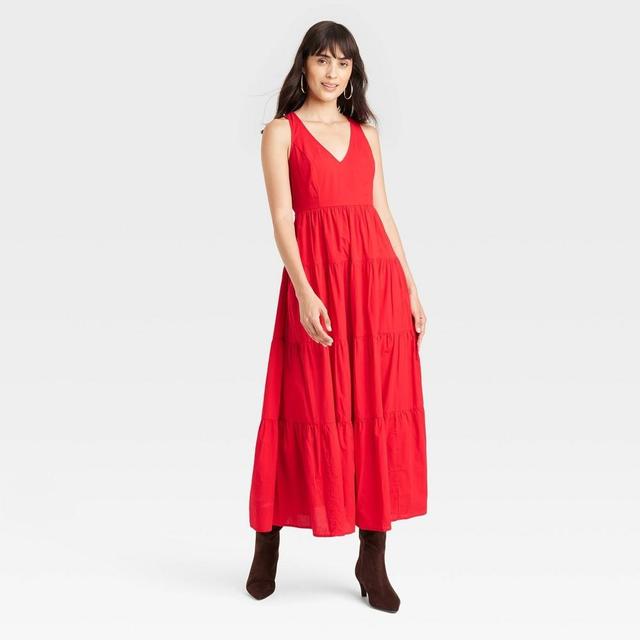 Womens Tiered Maxi A-Line Dress - Universal Thread Red M Product Image