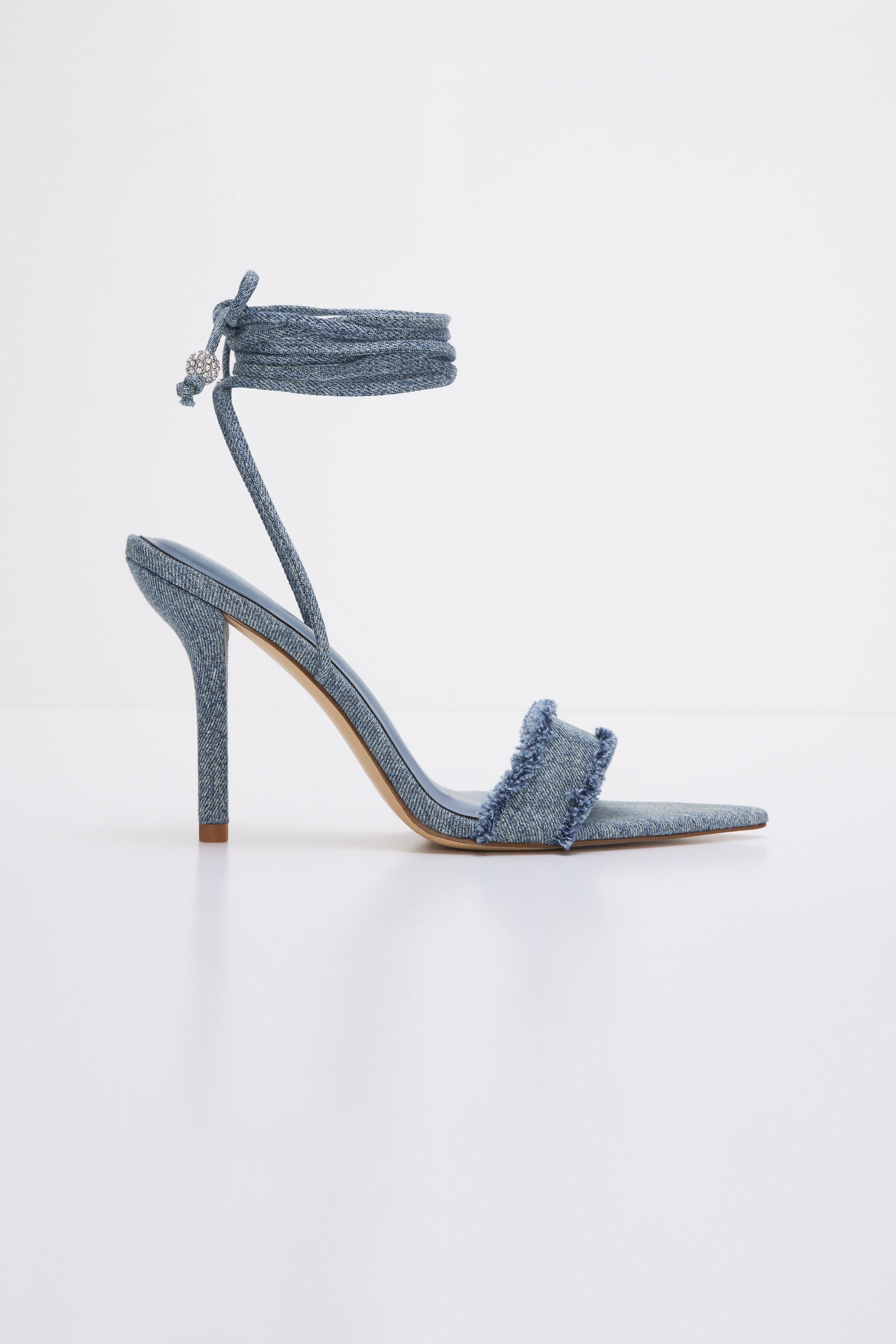 LACE UP HEELS | BLUE DENIM002 product image