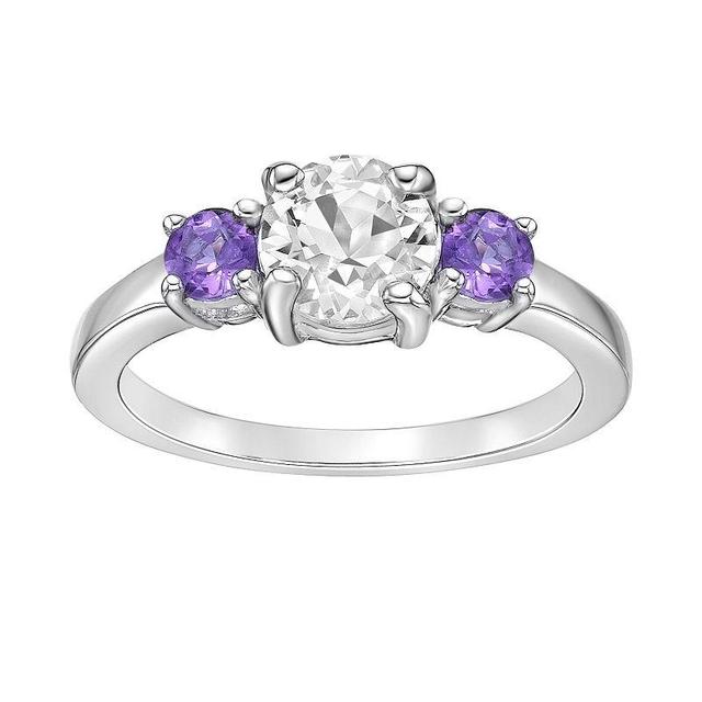 Gemminded Sterling Silver White Topaz & Amethyst Ring, Womens Product Image