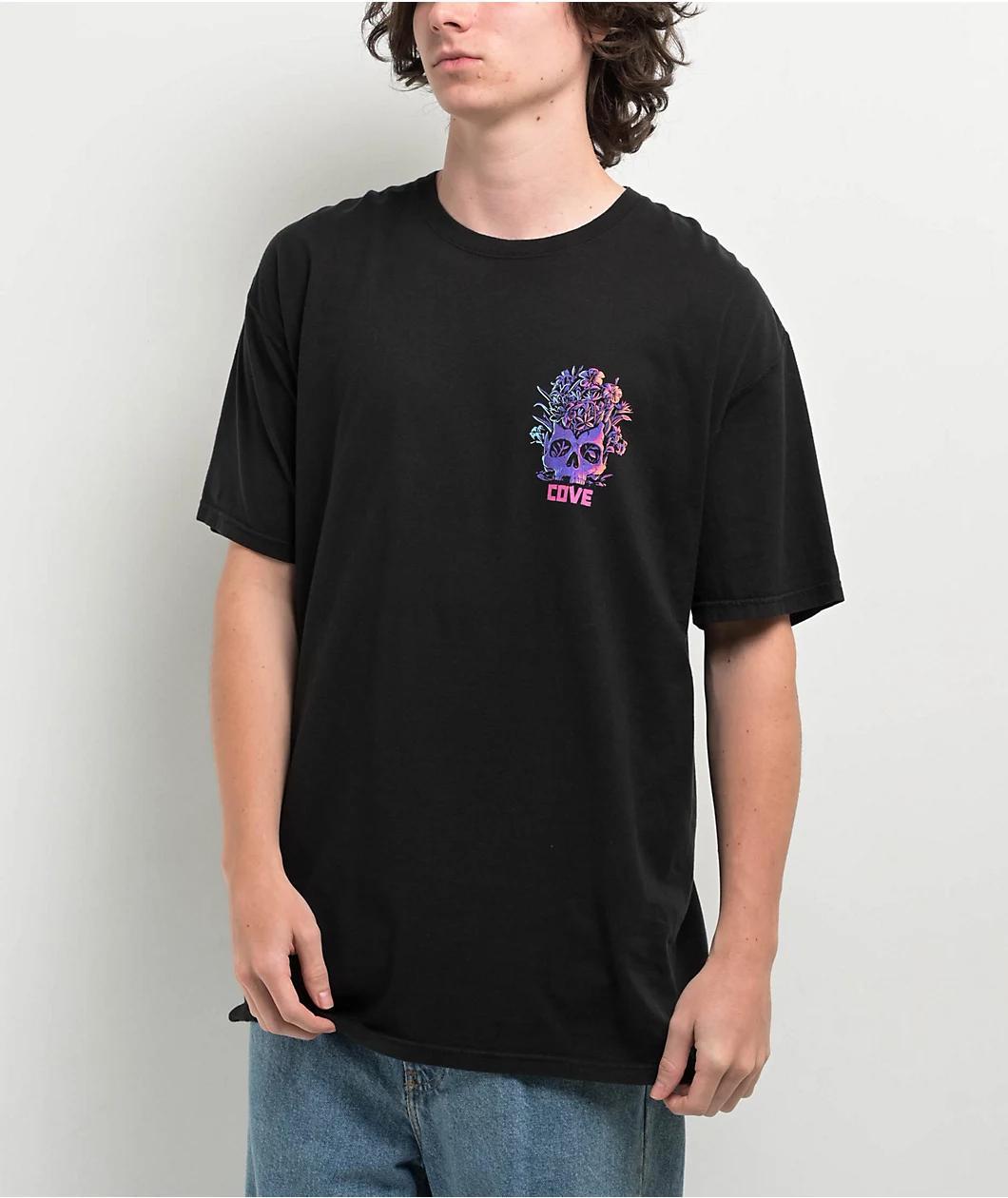 COVE Surf Skull Planter Black T-Shirt Product Image