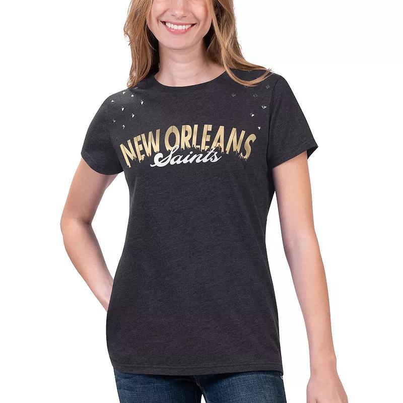 Womens G-III 4Her by Carl Banks Heathered Black New Orleans Saints Main Game T-Shirt Grey Product Image