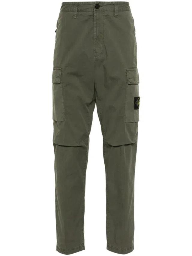 STONE ISLAND Compass-badge Slim-cut Cargo Trousers In Green Product Image