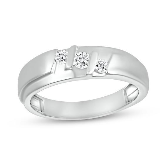 Men's 1/4 CT. T.w. Diamond Stepped Three Stone Ring in 10K White Gold Product Image