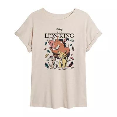 Juniors Simba Timon And Pumba Tee Womens Crew Neck Short Sleeve The Lion King Graphic T-Shirt Product Image