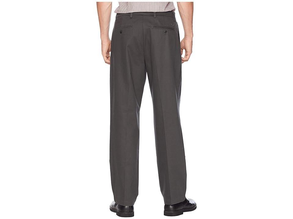 Mens Dockers Signature Khaki Relaxed-Fit Stretch Pleated Pants Dark Grey Product Image