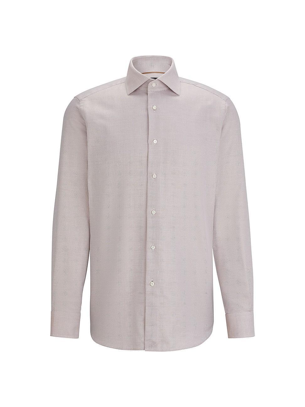 Mens Regular Fit Long Sleeved Shirt in Cotton Dobby Product Image