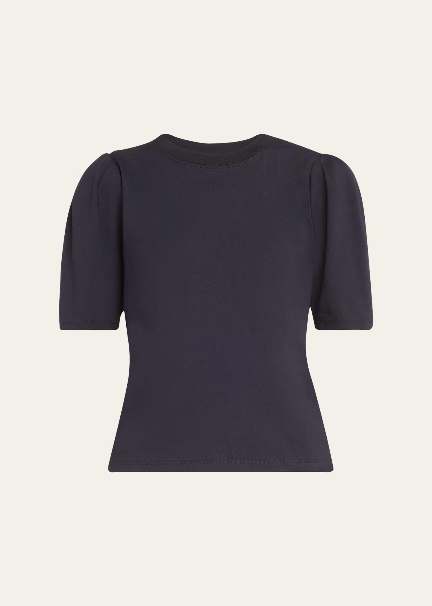 Womens Draped Femme Puff-Sleeve T-Shirt Product Image