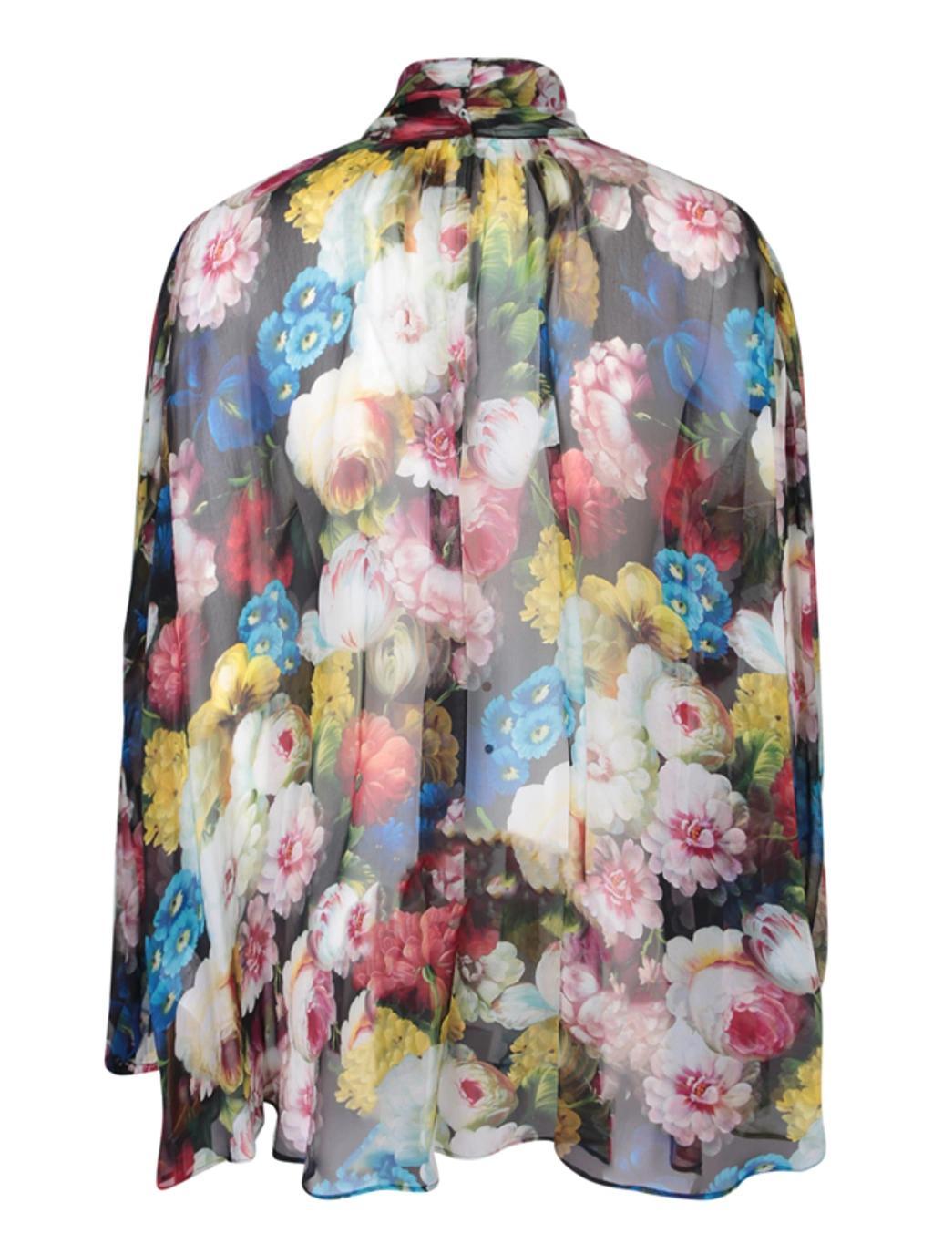 Chiffon Shirt With Night Flower Print In Multicolour Product Image