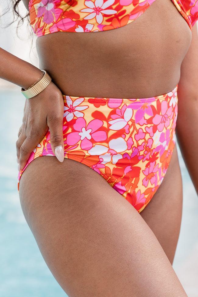 Aruba Adventures Red Tropical Printed High Waisted Bikini Bottoms Product Image