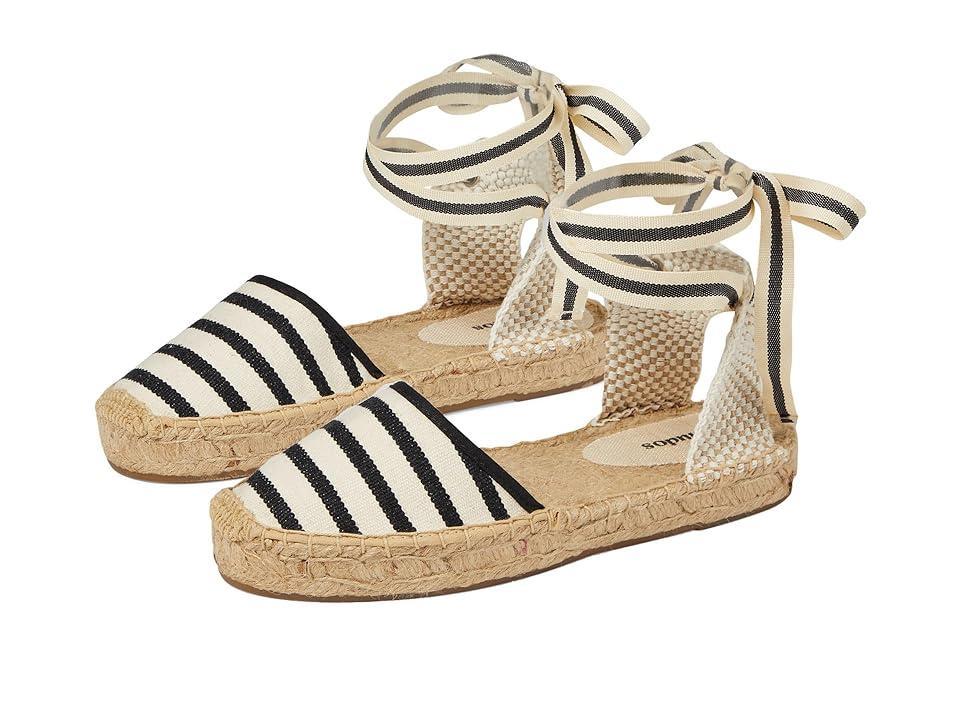 Soludos Lauren Lace Up Espadrille (Ivory/Black) Women's Sandals Product Image