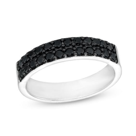 Vera Wang Men 1 CT. T.w. Black Diamond Double Row Band in Sterling Silver Product Image